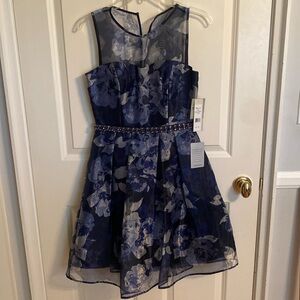 Eliza J blue floral patterned dress - new